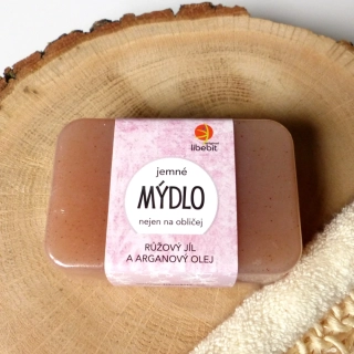 Jemné mýdlo RŮŽOVÝ JÍL a ARGANOVÝ OLEJ