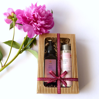 Pěsticí olej LINUM a pěnivý pudr YLANG YLANG dárkově